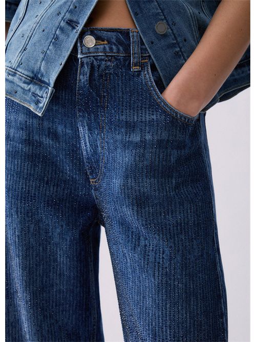 Jeans straight con strass LIU JO | UF6166D0373/79111